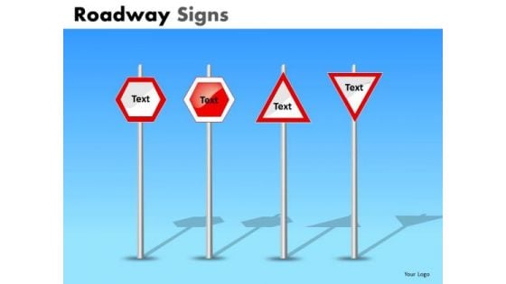 Enter Your Text On Road Signs PowerPoint Slides