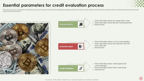 Essential Parameters For Credit Evaluation Process Mockup Pdf