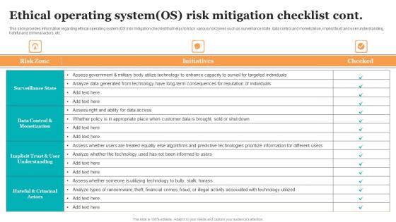 Ethical Operating System OS Risk Mitigation Checklist Guide For Ethical Technology Inspiration Pdf