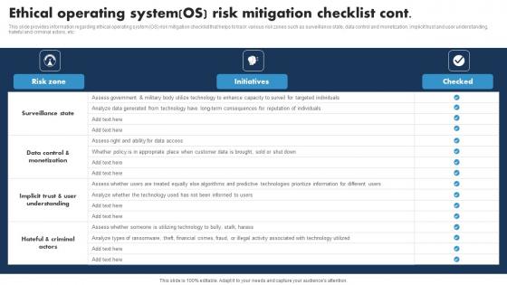 Ethical Operating System OS Risk Mitigation Responsible Tech Guide To Manage Inspiration Pdf