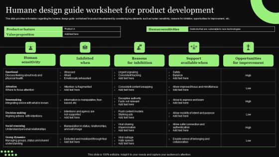 Ethical Technology Utilization Humane Design Guide Worksheet Product Development Portrait Pdf