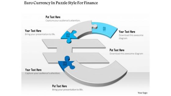 Euro Currency In Puzzle Style For Finance Presentation Template