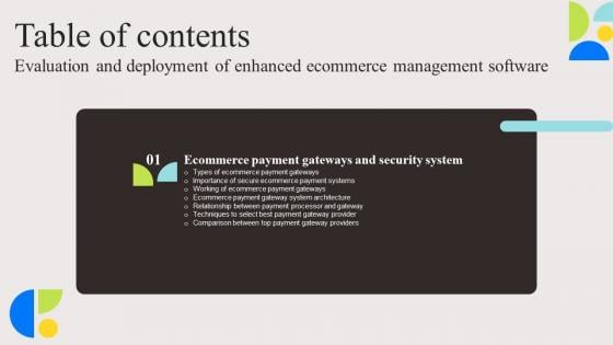 Evaluation And Deployment Of Enhanced Ecommerce Table Of Contents Information Pdf