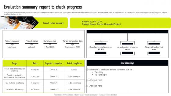 Evaluation Summary Report To Check Progress Download Pdf