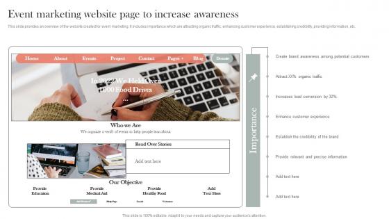 Event Marketing Website Page To Increase Awareness Efficient Nonprofit Marketing Diagrams Pdf