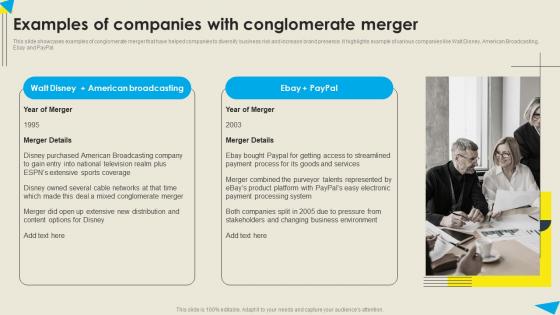 Examples Of Companies With Conglomerate Merger Strategic Diversification Plan Topics PDF