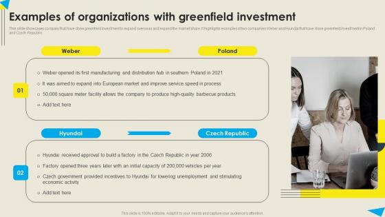 Examples Of Organizations With Greenfield Investment Strategic Diversification Plan Ideas PDF