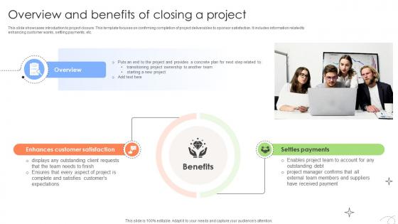 Executing And Monitoring Project Overview And Benefits Of Closing A Project PM SS V