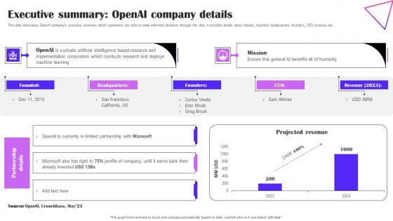 Executive Summary OpenAI Company Details Creative Applications For Open AI Clipart Pdf