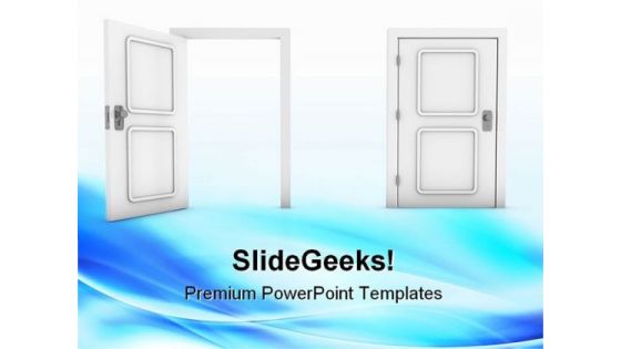 Exit Door Metaphor PowerPoint Templates And PowerPoint Backgrounds 0911