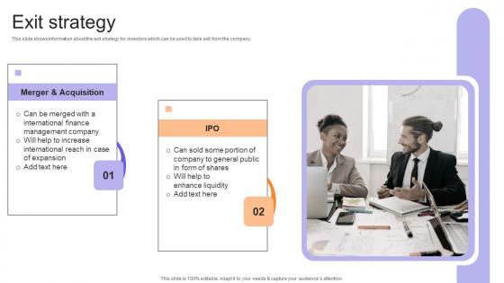 Exit Strategy Financial Consulting Platform Fundraising Pitch Deck Elements Pdf