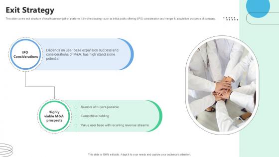 Exit Strategy Medical Benefits Navigation Platform Pitch Deck Ppt Slide