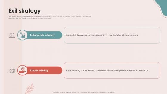Exit Strategy Personal Care Company Investor Ppt Example