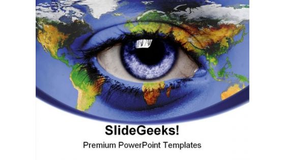 Eye World Earth PowerPoint Template 0910