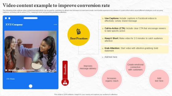 Facebook Marketing Techniques Video Content Example To Improve Conversion Rate Strategy SS V Facebook Marketing Techniques Video Content Example To Improve Conversion Rate Strategy SS V