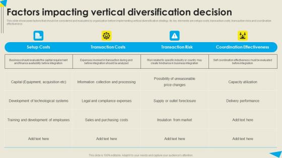 Factors Impacting Vertical Diversification Decision Strategic Diversification Plan Template PDF