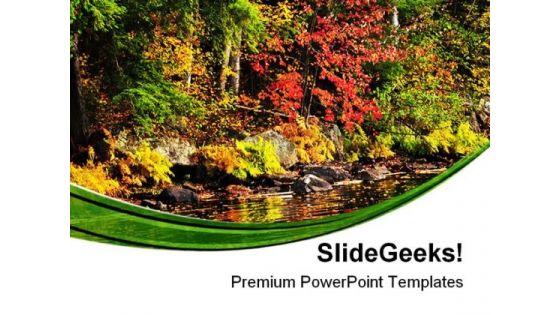 Fall Forest And Lake Shore Nature PowerPoint Templates And PowerPoint Backgrounds 0411