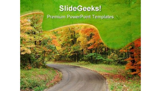 Fall Road Nature PowerPoint Themes And PowerPoint Slides 0611
