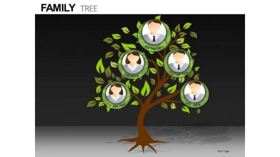 Family Tree With Replaceable Photos PowerPoint Templates