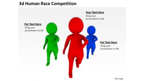 Famous Business People 3d Human Race Competition PowerPoint Templates