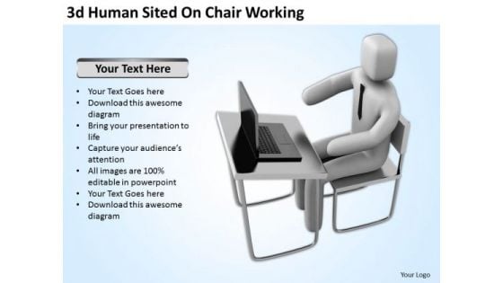 Famous Business People 3d Human Sited On Chair Working PowerPoint Templates