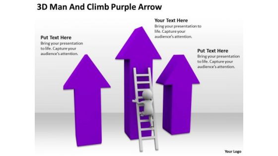 Famous Business People 3d Man And Climb Purple Arrow PowerPoint Templates