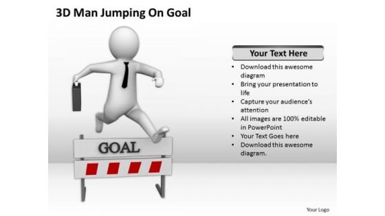 Famous Business People 3d Man Jumping On Goal PowerPoint Templates