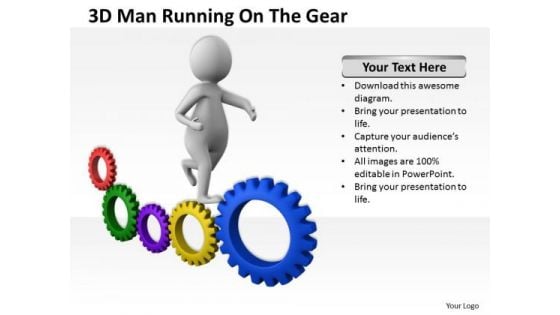 Famous Business People 3d Man Running On The Gear PowerPoint Templates Famous Business People 3d Man Running On The Gear PowerPoint Templates