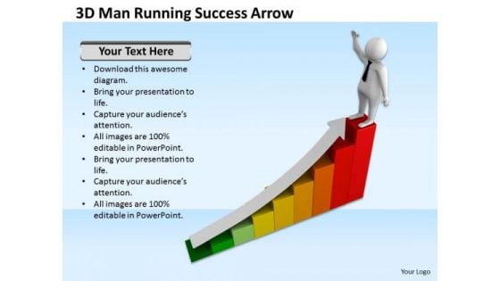 Famous Business People 3d Man Running Success Arrow PowerPoint Templates