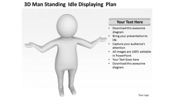 Famous Business People 3d Man Standing Idle Displaying Plan PowerPoint Slides