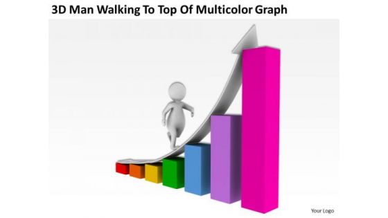 Famous Business People 3d Man Walking To Top Of Multicolor Graph PowerPoint Slides