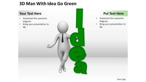 Famous Business People 3d Man With Idea Go Green PowerPoint Templates Ppt Backgrounds For Slides