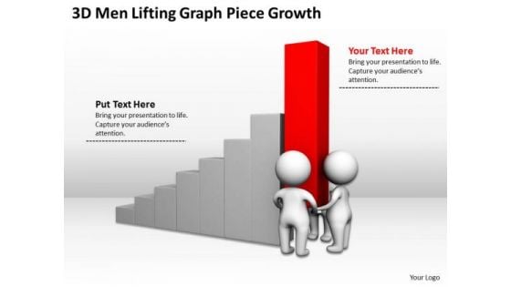 Famous Business People 3d Men Lifting Graph Piece Growth PowerPoint Slides