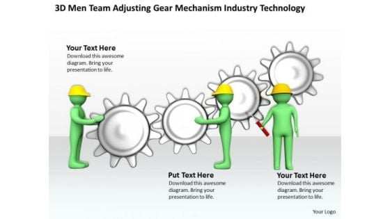 Famous Business People 3d Men Team Adjusting Gear Mechanism Industry Technology PowerPoint Slides