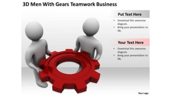 Famous Business People 3d Men With Gears Teamwork PowerPoint Theme Templates