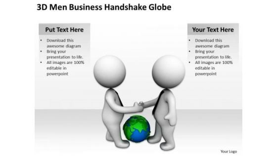 Famous Business People PowerPoint Templates Free Download Handshake Globe Slides