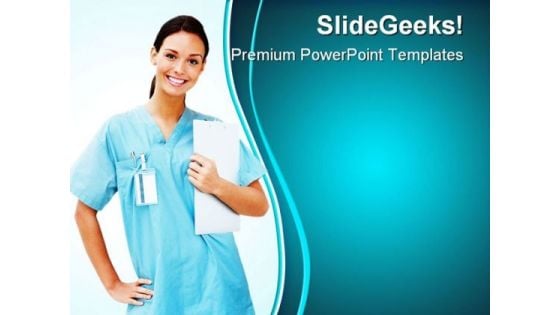 Female Doctor Smiling Medical PowerPoint Templates And PowerPoint Backgrounds 0811