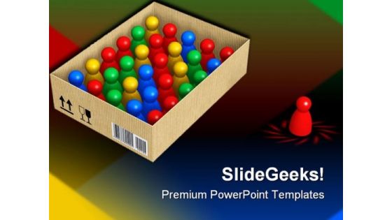 Figures In Box Leadership PowerPoint Themes And PowerPoint Slides 0511