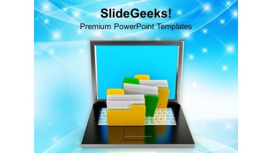 Files System With Laptop Technology PowerPoint Templates Ppt Backgrounds For Slides 0113