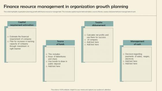 Finance Resource Management In Organization Growth Planning Clipart Pdf