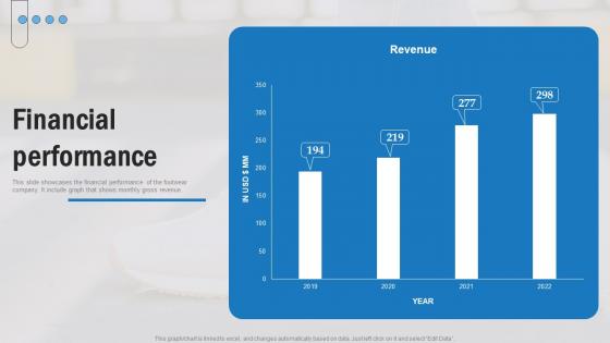 Financial Performance Footwear Company Funding Elevator Pitch Deck Background Pdf