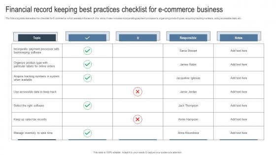 Financial Record Keeping Best Practices Checklist For E Commerce Business Introduction Pdf