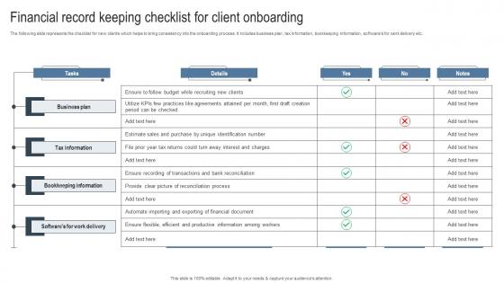 Financial Record Keeping Checklist For Client Onboarding Pictures Pdf Financial Record Keeping Checklist For Client Onboarding Pictures Pdf