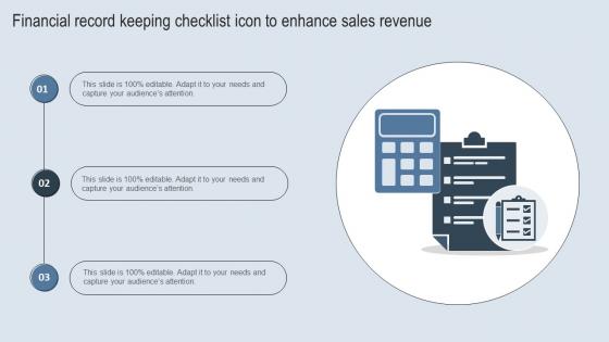 Financial Record Keeping Checklist Icon To Enhance Sales Revenue Icons Pdf