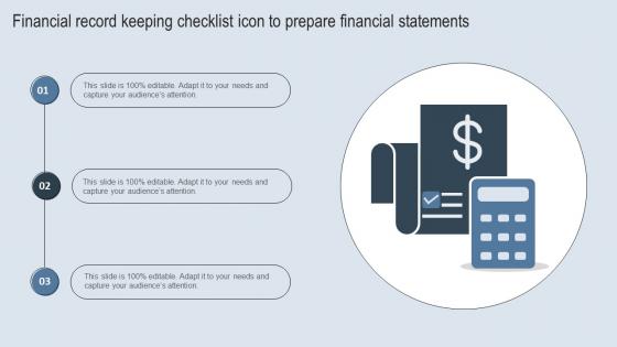 Financial Record Keeping Checklist Icon To Prepare Financial Statements Inspiration Pdf