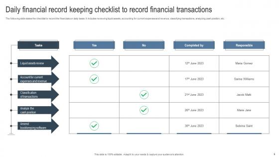 Financial Record Keeping Checklist Ppt Powerpoint Presentation Complete Deck With Slides