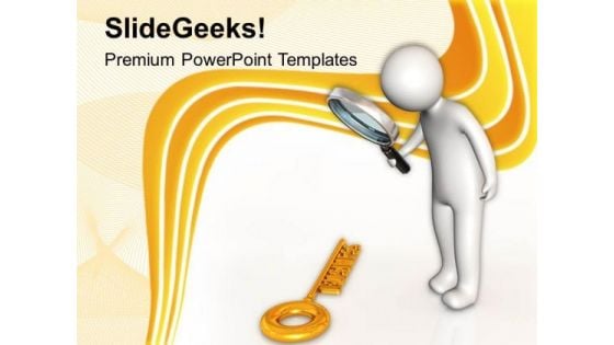 Find The Golden Key For Business Solutions PowerPoint Templates Ppt Backgrounds For Slides 0713