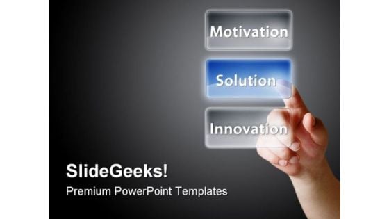 Finger Press On Solution People PowerPoint Backgrounds And Templates 1210