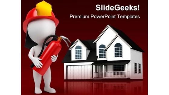 Fire Man And Home Realestate PowerPoint Backgrounds And Templates 0111