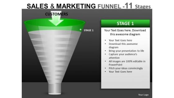 First Stage Conversion Funnel Diagrams PowerPoint